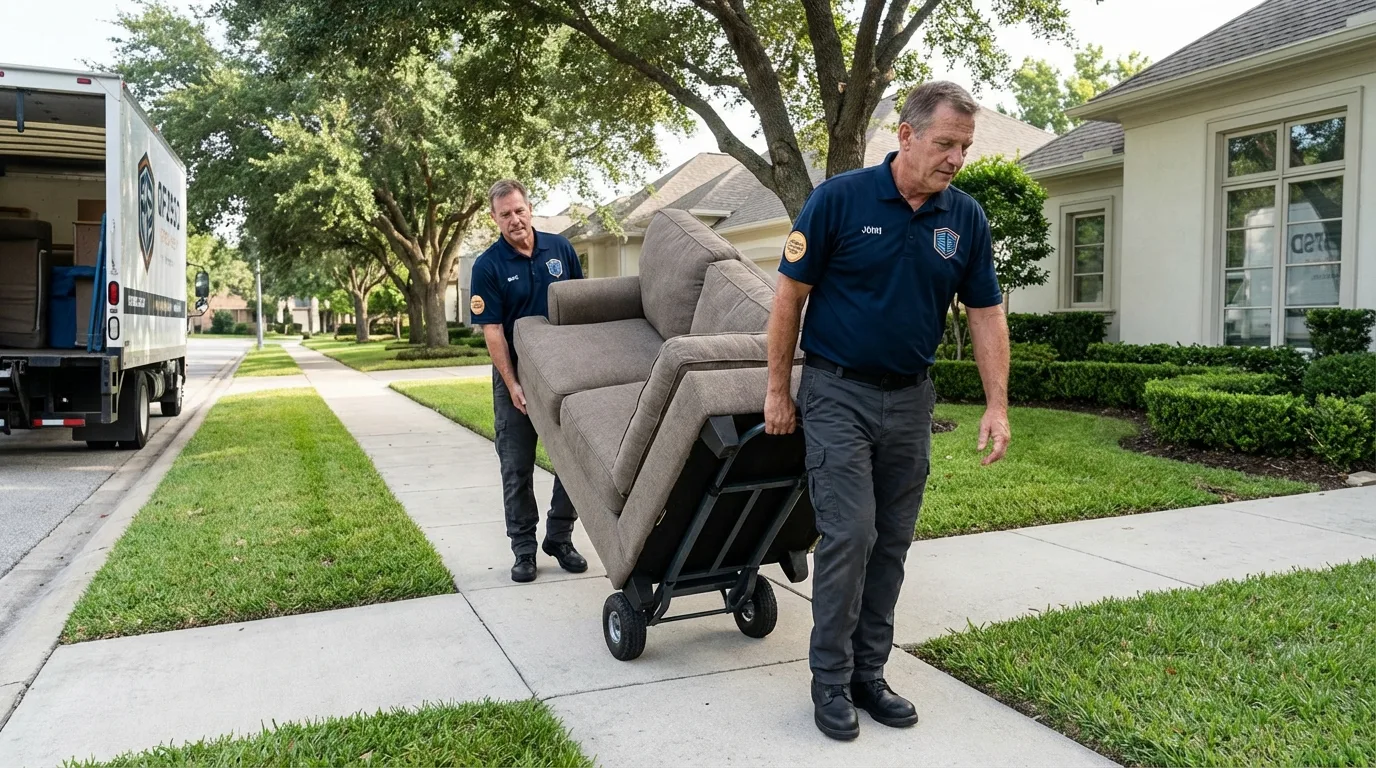 Local residential moving crew loading furniture in Livermore Falls, ME