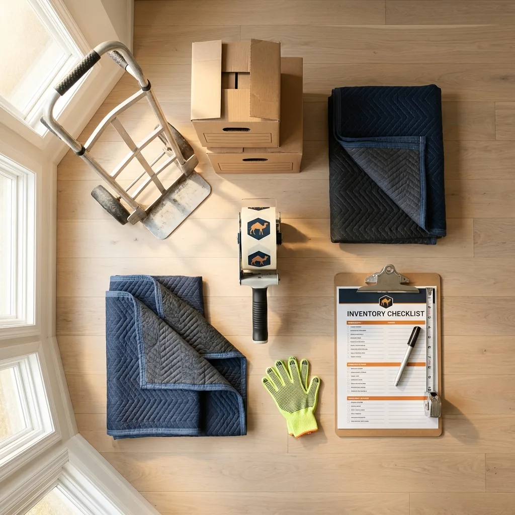 Professional moving supplies and packing materials layout for Livermore Falls residential relocations
