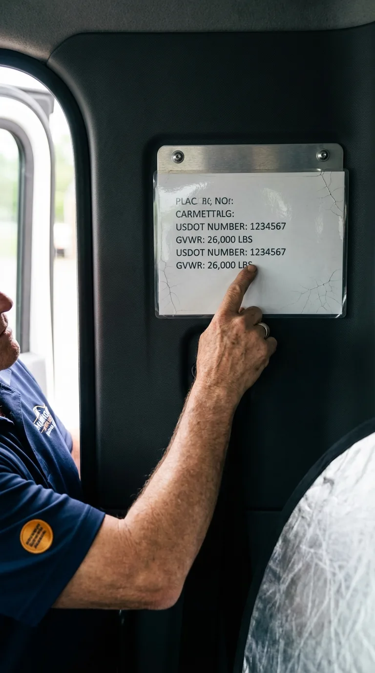 USDOT licensing placard verification in Livermore Falls